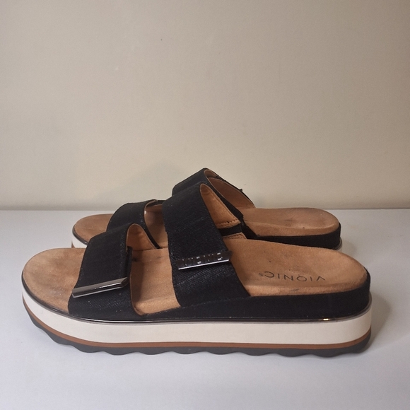 Vionic Phoenix Brandie Slide Black Linen Size 11 - Picture 3 of 14